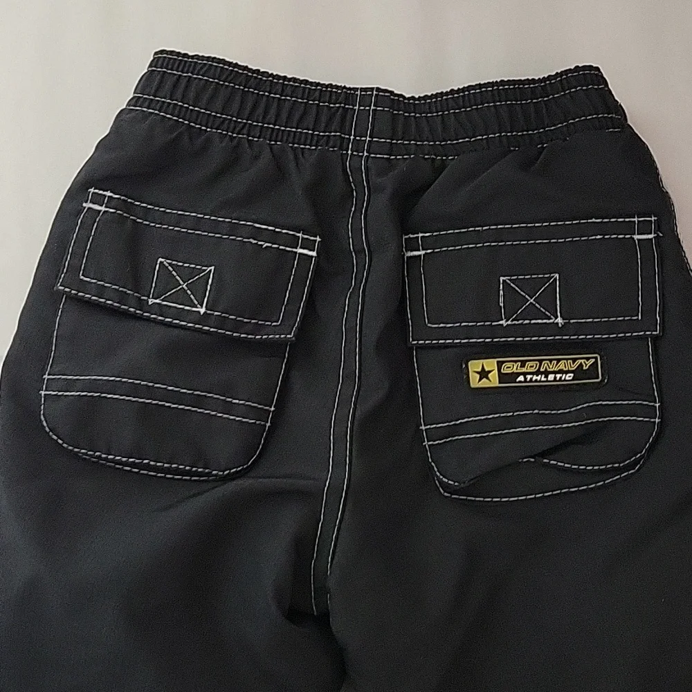 Old Navy Baby Athletic Lined Sweatpants yellow side strips black cargo pockets